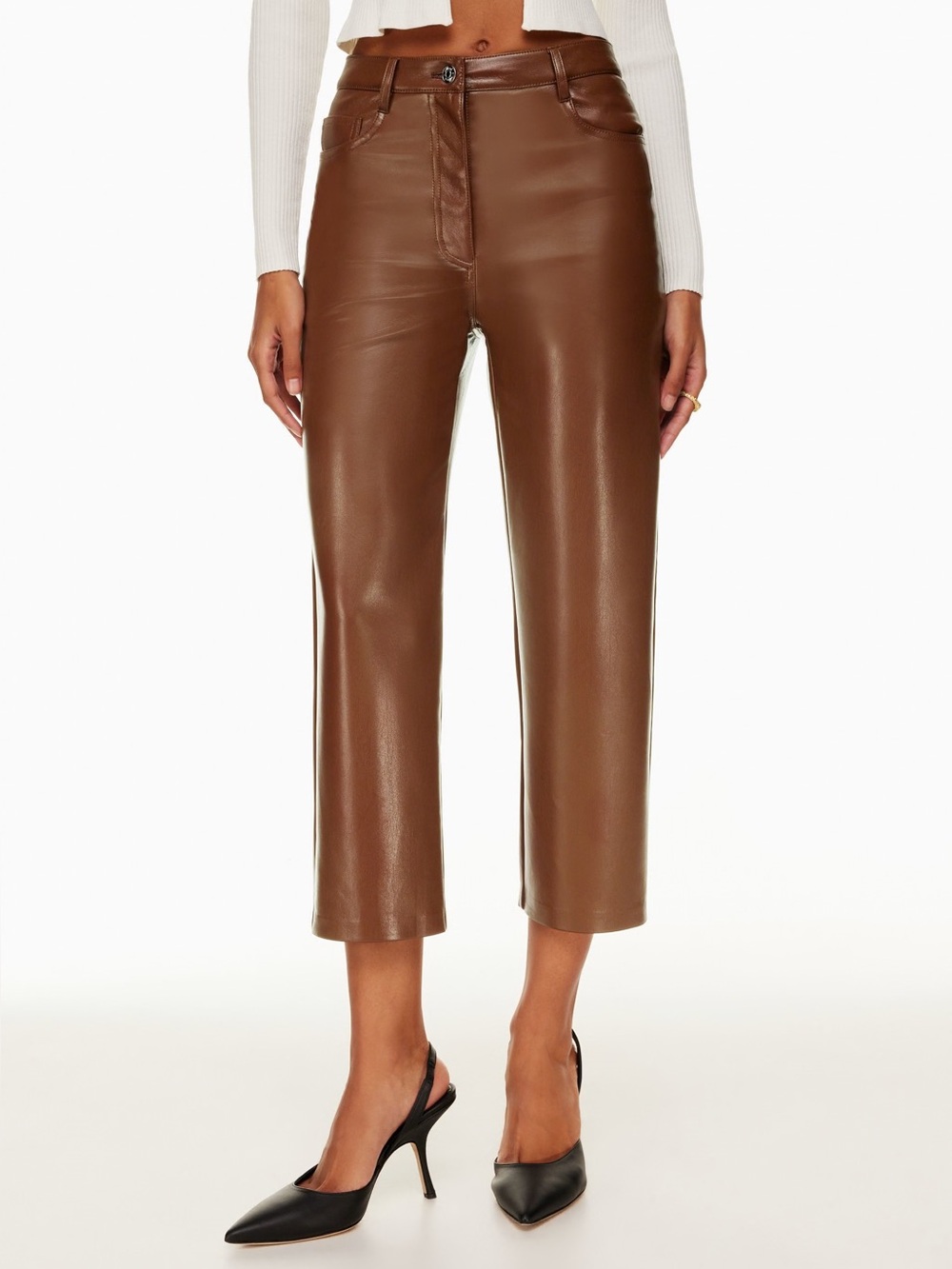 WILFRED | Melina Crop High Rise Faux Leather Pants Size 6